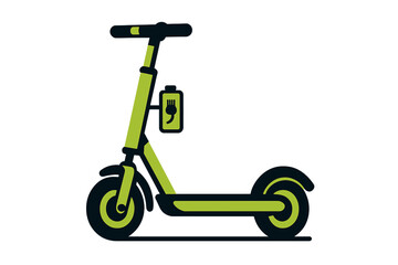 Stylized electric scooter with battery charging symbol representing modern city transport