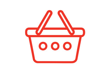 Minimalist red outline shopping basket representing retail and e-commerce transactions