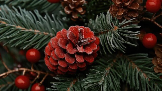 Video A close-up shot of a pine cone on a tree branch, great for nature and outdoors themes