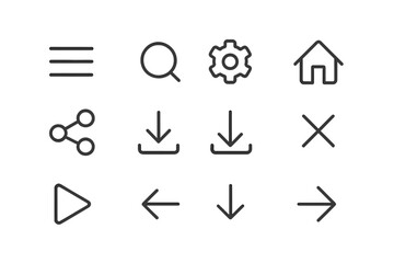 Essential set of user interface line icons for modern web and mobile applications