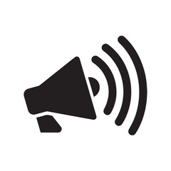 Black Silhouette Vector Icon of a Loudspeaker Megaphone Making Announcement.
