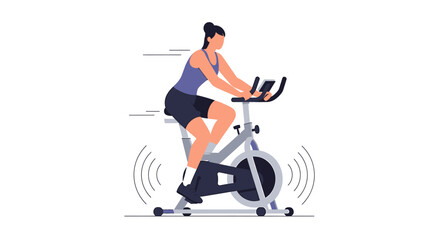 Woman Exercising on Stationary Bike for Fitness and Health.