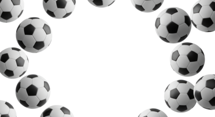 Soccer balls border transparent background cutout png