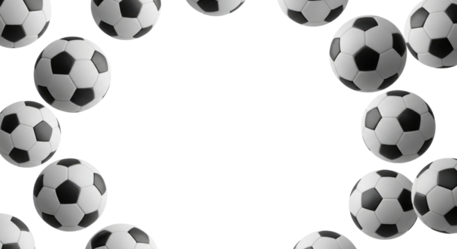 Soccer balls border transparent background cutout png - Powered by Adobe