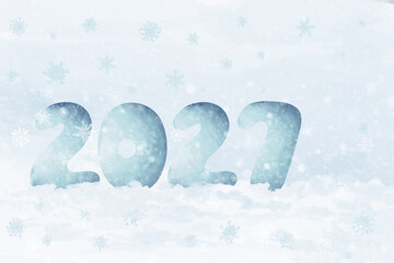 Winter family monogram in pastel colors in kids style. Letter W on white background