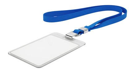 Blue lanyard with clear id card holder transparent background cutout png