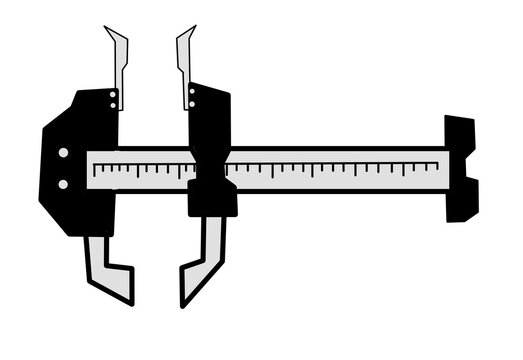 A caliper illustration as a scientific measuring tool, presented as a clean design element on an isolated transparent background.