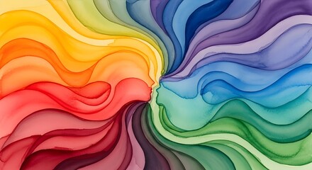 Vivid abstract swirls in a full spectrum of rainbow colors, forming smooth flowing shapes with a modern artistic feel