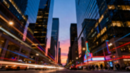 Obraz premium Cityscape's Blurred Motion A Dynamic View of City Life at Dusk