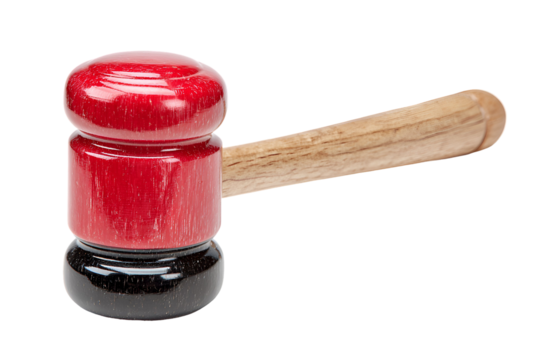 red gavel on a white