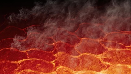 Obraz premium Abstract background of fiery molten rock and smoke.