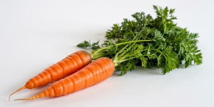 Freshly harvested carrots with vibrant green tops, perfect for healthy eating promotions and farm-to-table campaigns, promoting a natural and wholesome lifestyle