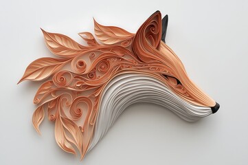 Intricate paper quilling art captures the majestic head of a red fox in stunning detail