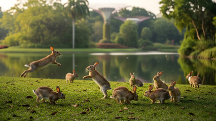 rabbits in the park