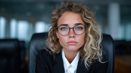 A focused young woman in professional attire gazes thoughtfully, embodying determination, leadership, and the modern spirit of entrepreneurship in a corporate environment.