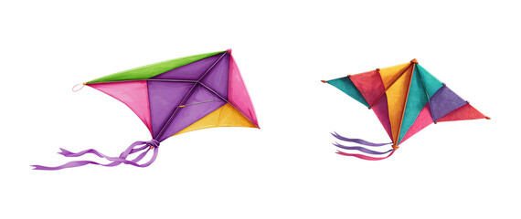 Colorful Summer Kite Illustration, Bright Flying Kite Design, Vibrant Outdoor Kite PNG