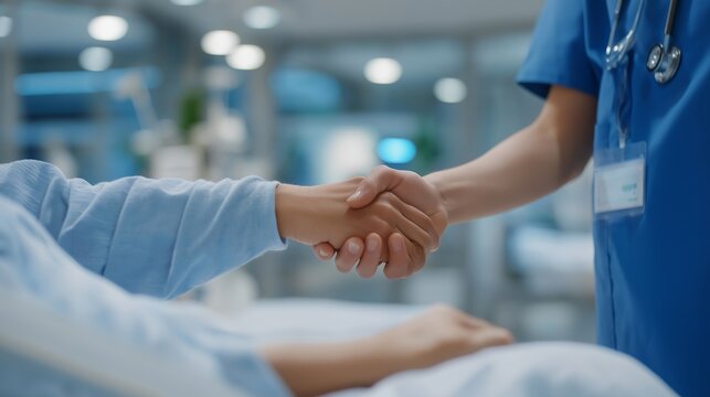 A healthcare nurse scanning a patient’s wristband beside a hospital bed, confirming medication details on a glowing tablet — medical accuracy, patient safety systems, and high-tech healthcare - Powered by Adobe