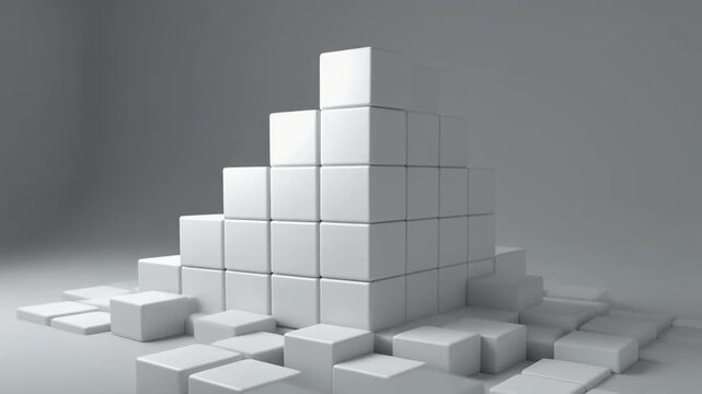 3D Minimal Cube Tower Business Growth Concept