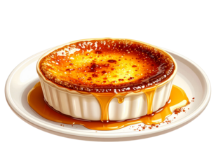 Creme Brulee on white isolated on clear png background and transparent background. Ba