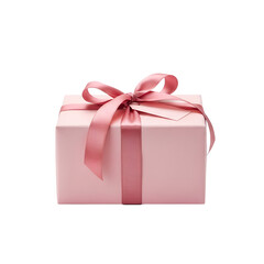 Obraz premium Luxurious pink gift box with beautiful goldden ribbon on white background