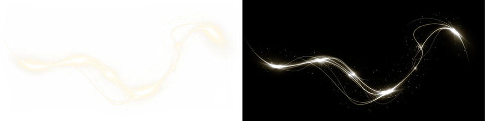 Dynamic PNG Overlay with Gold and White Swirls on Transparent Background