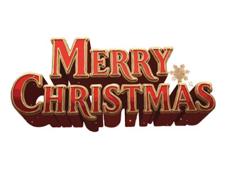 Merry Christmas 3D Text – Bold Red Letters with Gold Trim and Snowflake Accents