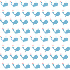 Cute Whale Pattern – Seamless Ocean Illustration, Summer, Baby Shower Pattern