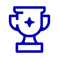A Blue Trophy Icon Representing Achievement, Victory, and Success on a White Background