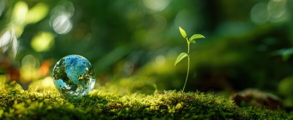 The Glass Globe Resting on Moss Beside a Young Green Seedling of Hope