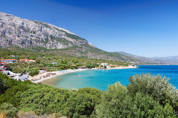 Naklejka premium The beach Limnionas in Samos, Greece