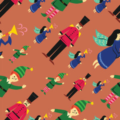 Christmas Seamless Pattern with Character