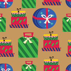 Christmas Seamless Pattern with Gift