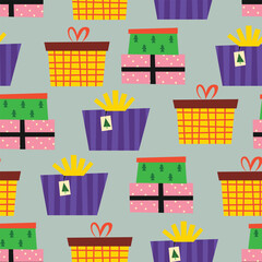 Christmas Seamless Pattern with Gift