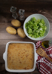 Hachis parmentier, french dish with mashed potato and minced beef. High quality photo