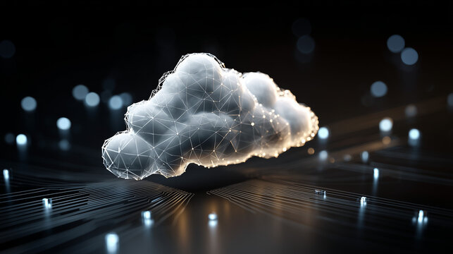 A cloud computing technology concept illustrates the delivery of computing services over the internet, enabling flexible resources, scalable solutions, enhanced collaboration for users and businesses. - Powered by Adobe