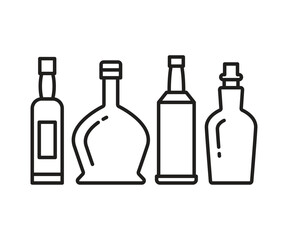 beverage bottle icons set line illustration