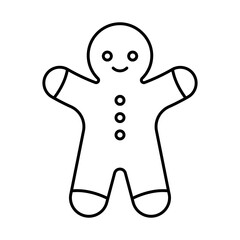 Gingerbread man outline icon Christmas cookie. Holiday season doodle design. Symbol of winter baking. Vector illustration
