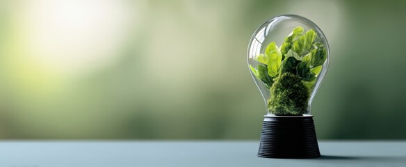 The Lightbulb Terrarium Representing Sustainable Energy, Eco Innovation and Nature Conservation