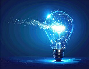Digital lightbulb emits glowing web, sparking innovation