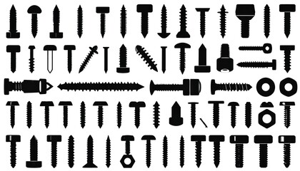 Obraz premium Diverse Collection of Fasteners - Screws, Bolts, Nails, and Washers.