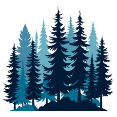 Obraz premium Pine Forest Silhouette Vector