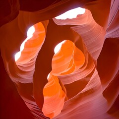 Unique sandstone formations in Antelope Canyon at midday Generative AI