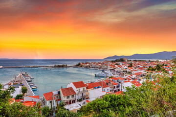 The sunset at Pithagorio in Samos, Greece