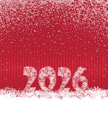 Happy New Year holiday background with snowflakes and lettering 2025. Winter Christmas snowy greeting card. Noel holiday winter snow  background.