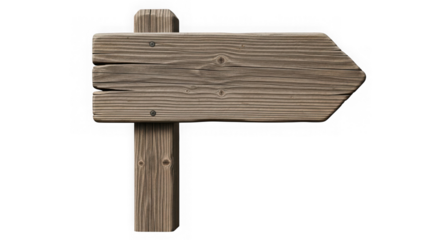 Rustic wooden directional signpost isolated on transparent background