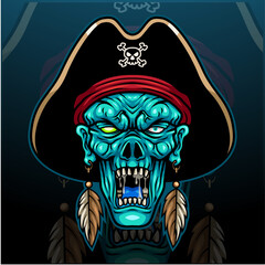 Zombie pirates esport mascot logo design