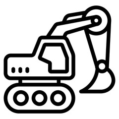 Construction vehicle fill icon . Vector pictograms of bulldozer, loader, grader, paver, roller, lowboy hauler, utility, concrete mixer, thin linear illustration.