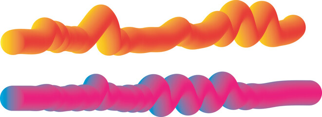 Abstract vibrant gradient tubes twisting and flowing across a white background