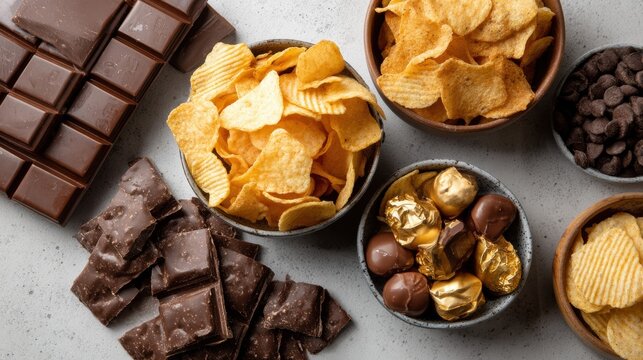 Chocolate and chips: an indulgent snack spread - Powered by Adobe