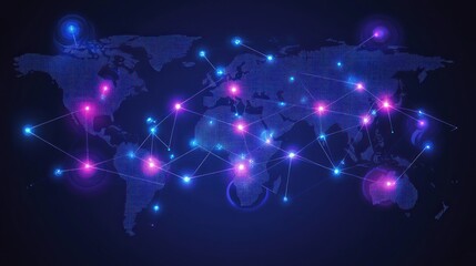 World map with glowing connections